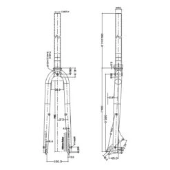 FFX-45 Disc Fixie Starre Voorvork - Zwart 12 FFX-45 Disc Fixie Starre Voorvork - Zwart -Sram Hope Winkel FKITFD74K dimensions