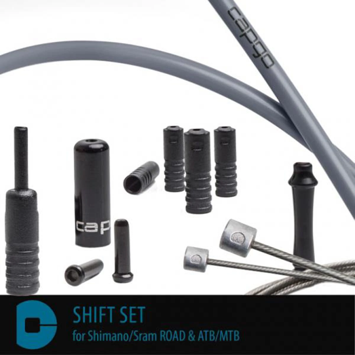 CAPGO Schakelkabelsets BL Shimano/Sram ROAD & ATB/MTB - Grijs 3 CAPGO Schakelkabelsets BL Shimano/Sram ROAD & ATB/MTB - Grijs